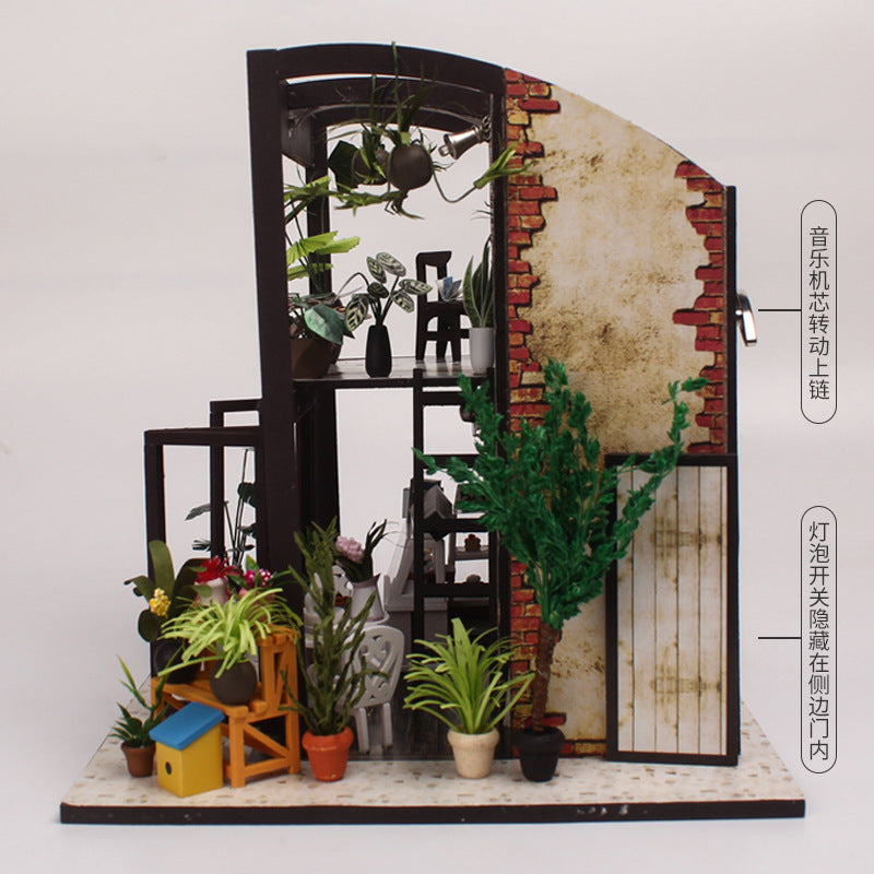 Juguete modelo de casa de café de madera DIY 