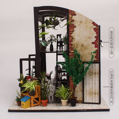 Juguete modelo de casa de café de madera DIY 