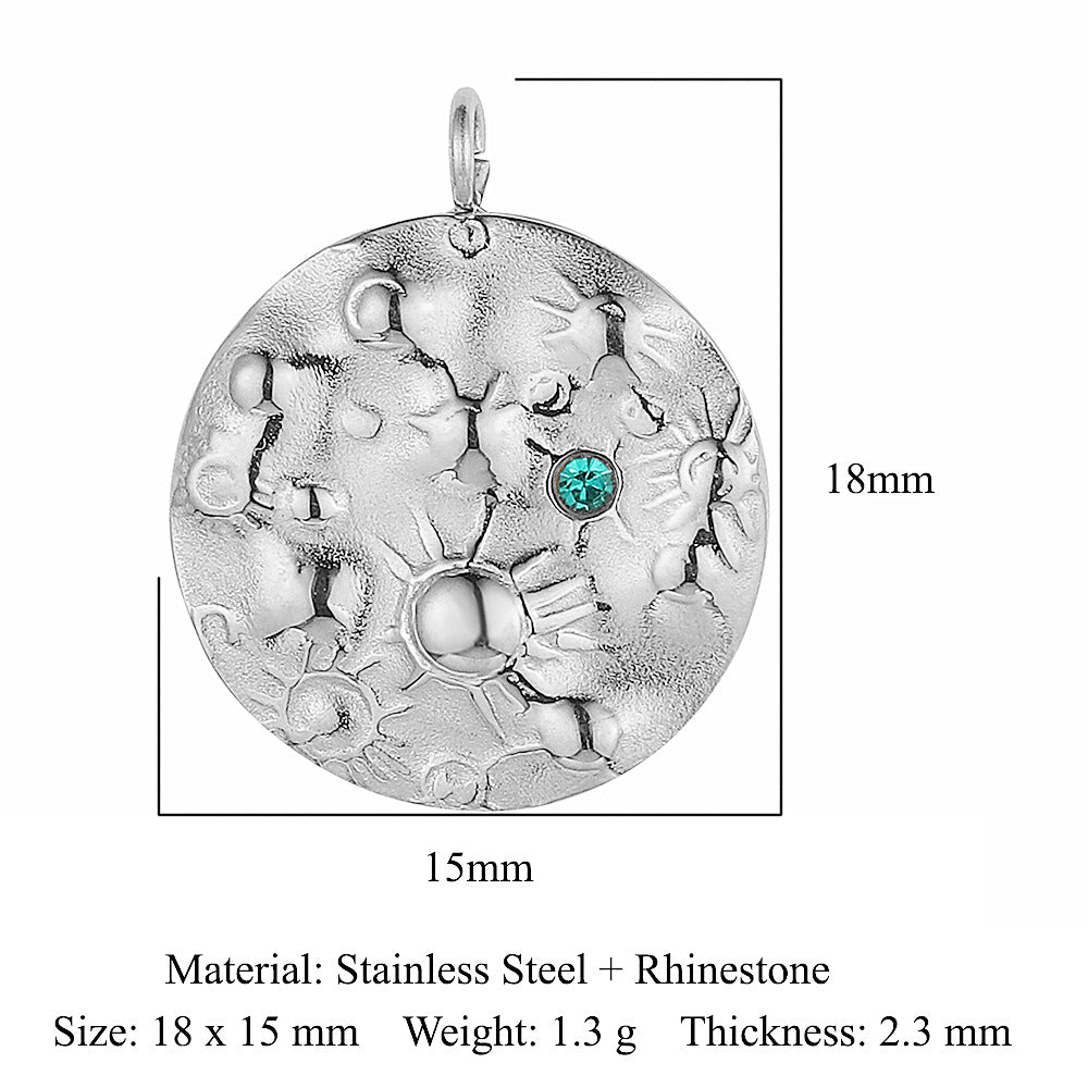 Sun Star Moon Crescent Stainless Steel Pendant