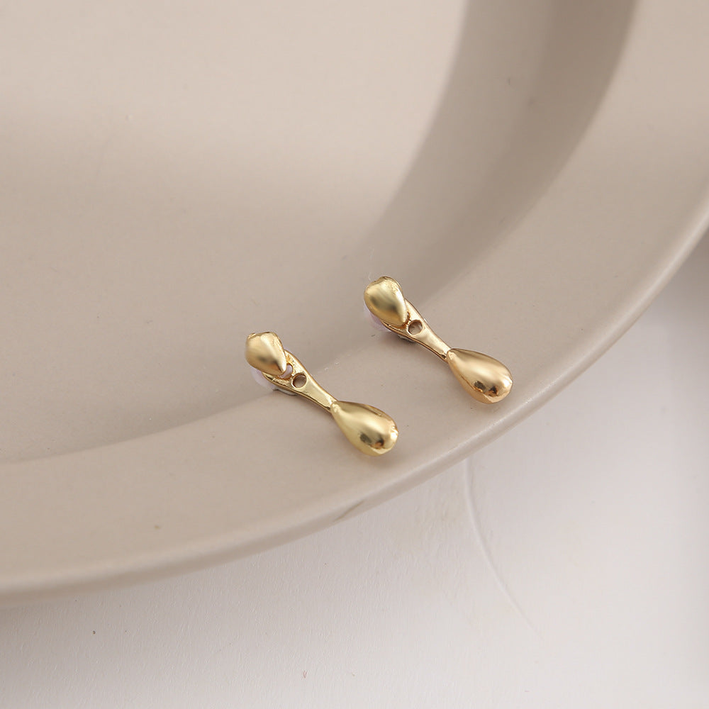 Metal Pearlescent Water Drop Stud Earrings