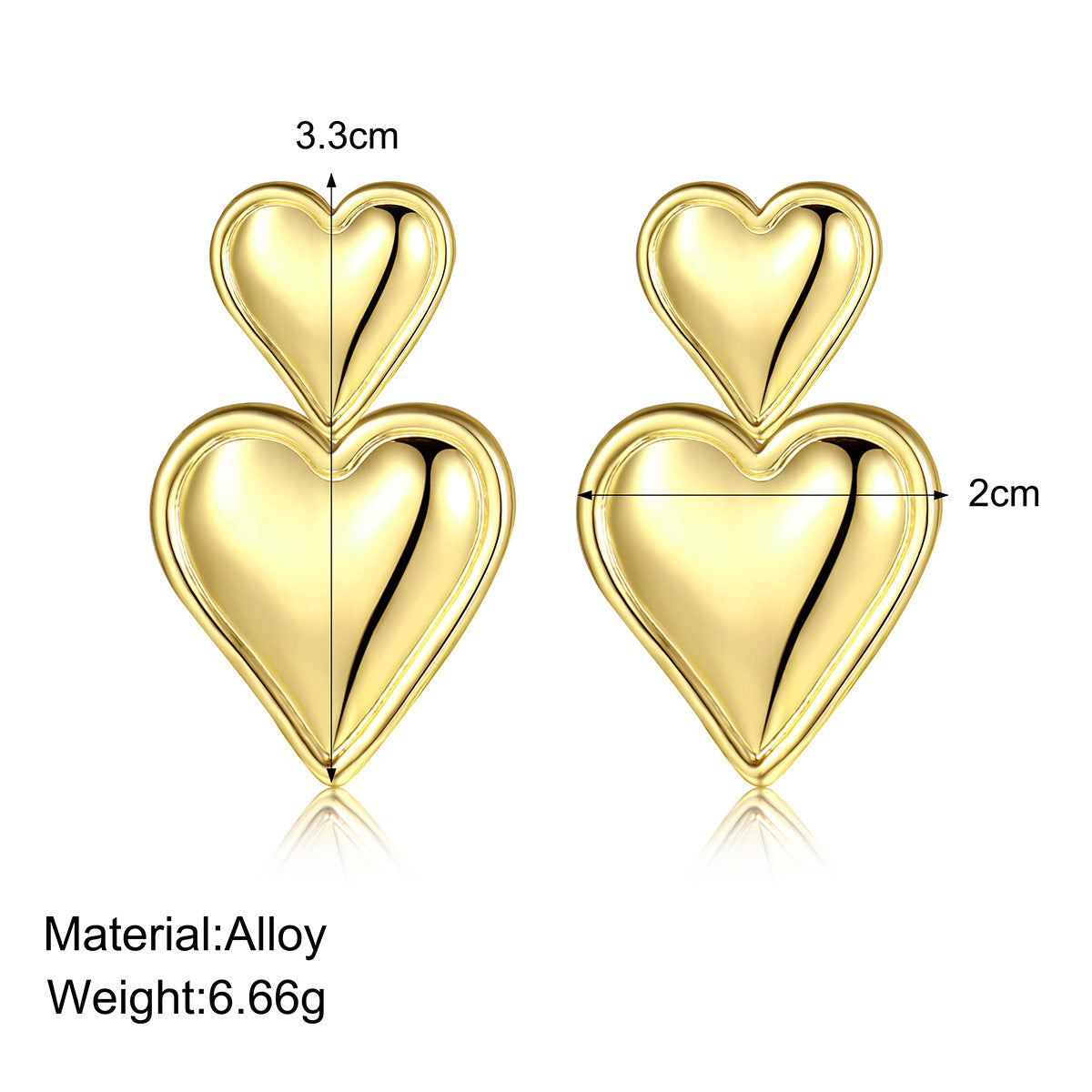 Metallic Peach Heart Stud Earrings