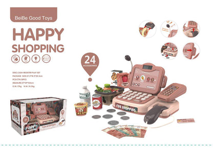 Caja registradora de supermercado para niños, juguete con simulación de pago por teléfono móvil, mostrador de cajero multifuncional, juego de simulación para niñas 