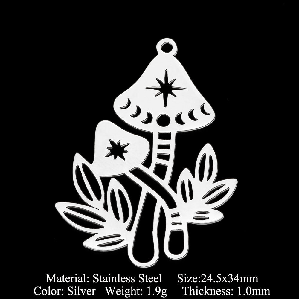 5 pcs/pack mushroom water drop stainless steel pendant