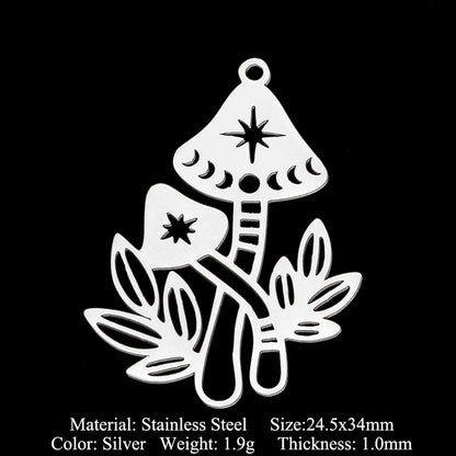 5 pcs/pack mushroom water drop stainless steel pendant