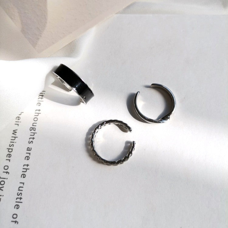 Anillo de tres piezas personalizado retro negro 