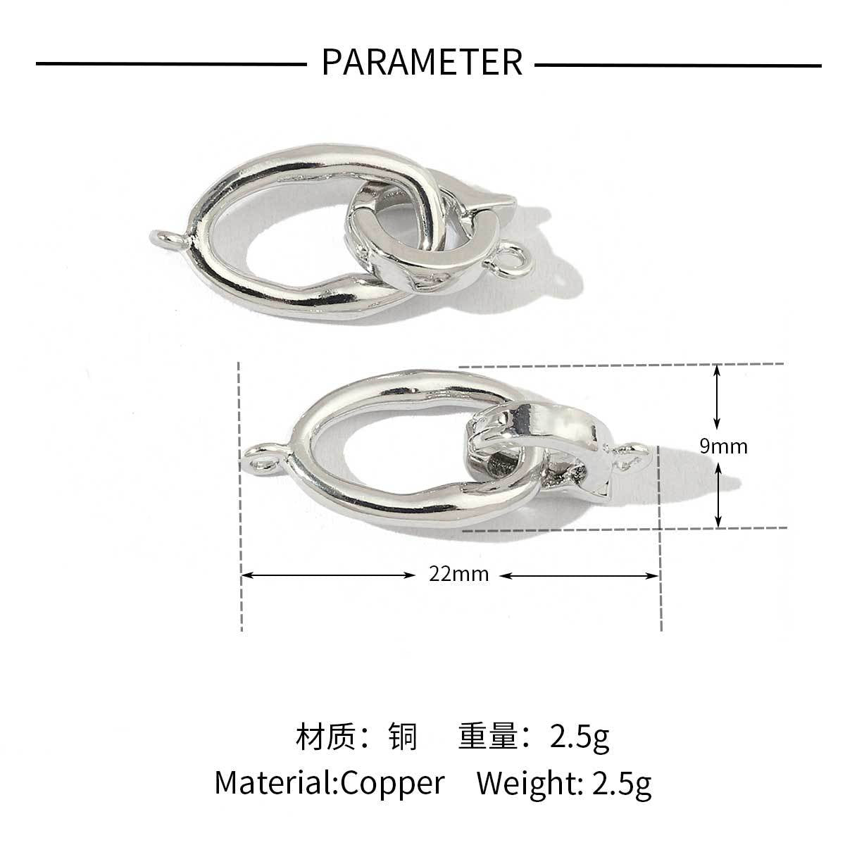 18K real gold geometric love removable connecting buckle