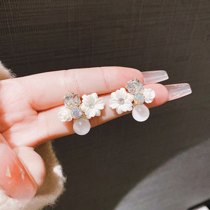 Pendientes de flores de cristal morado 
