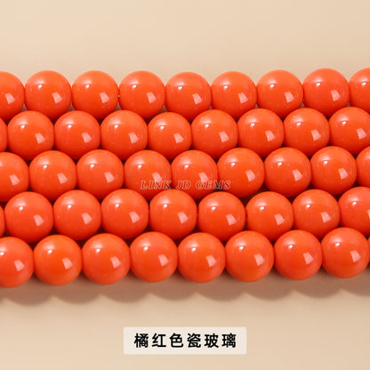 Color porcelain glass beads imitation jade round beads loose beads