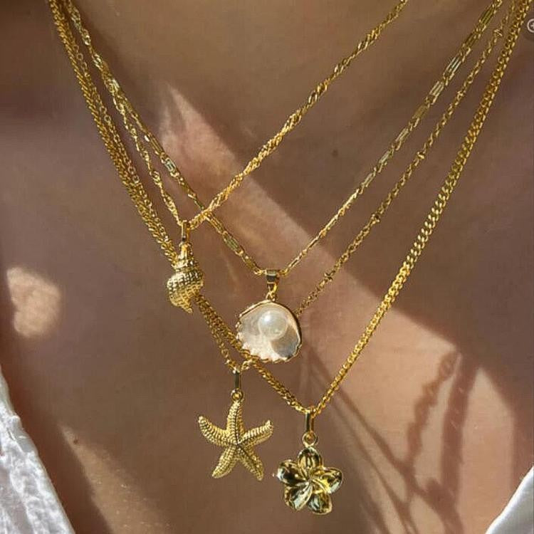 Pearl Shell Multi-Layer Necklace Set