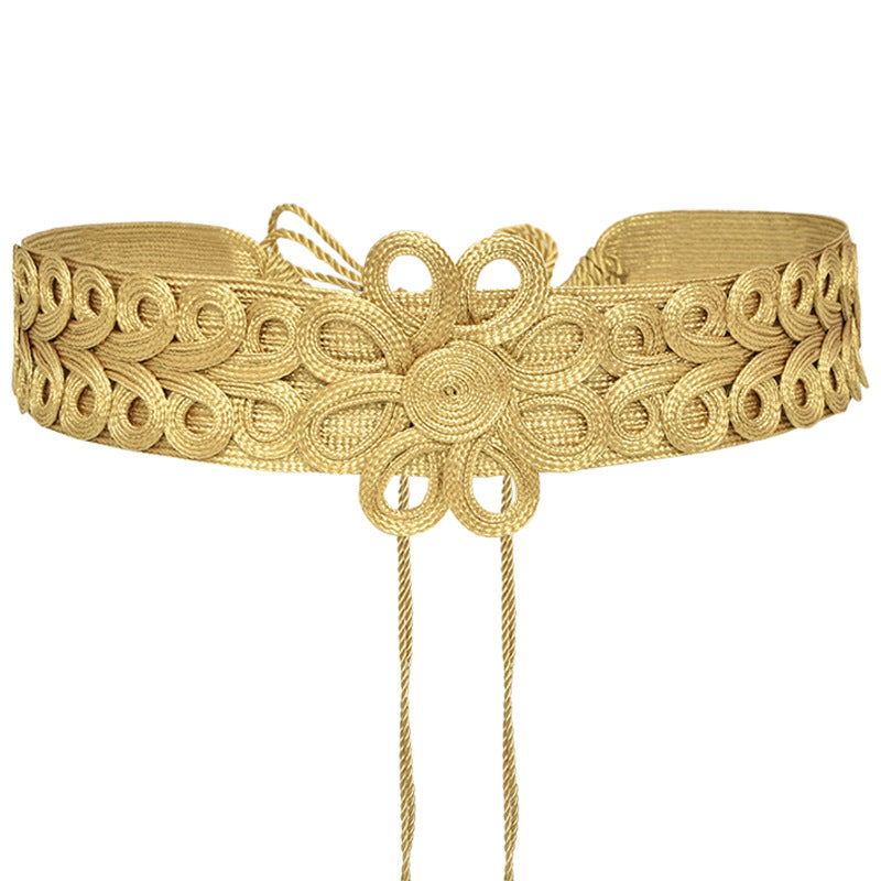 Hand woven gold silk belt