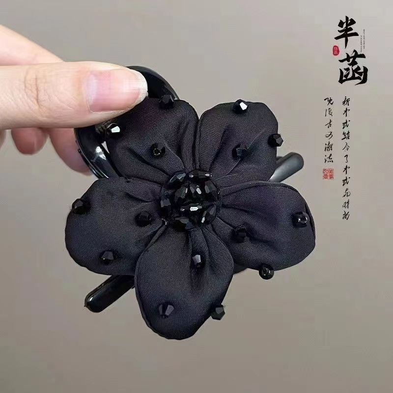 Black crystal sunflower hairpin
