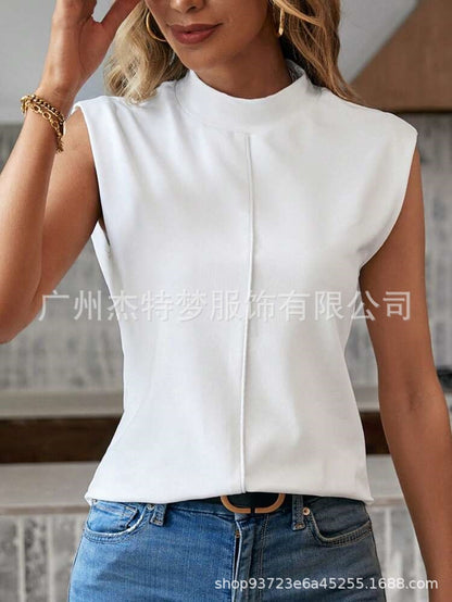 Solid color sleeveless crew neck vest top