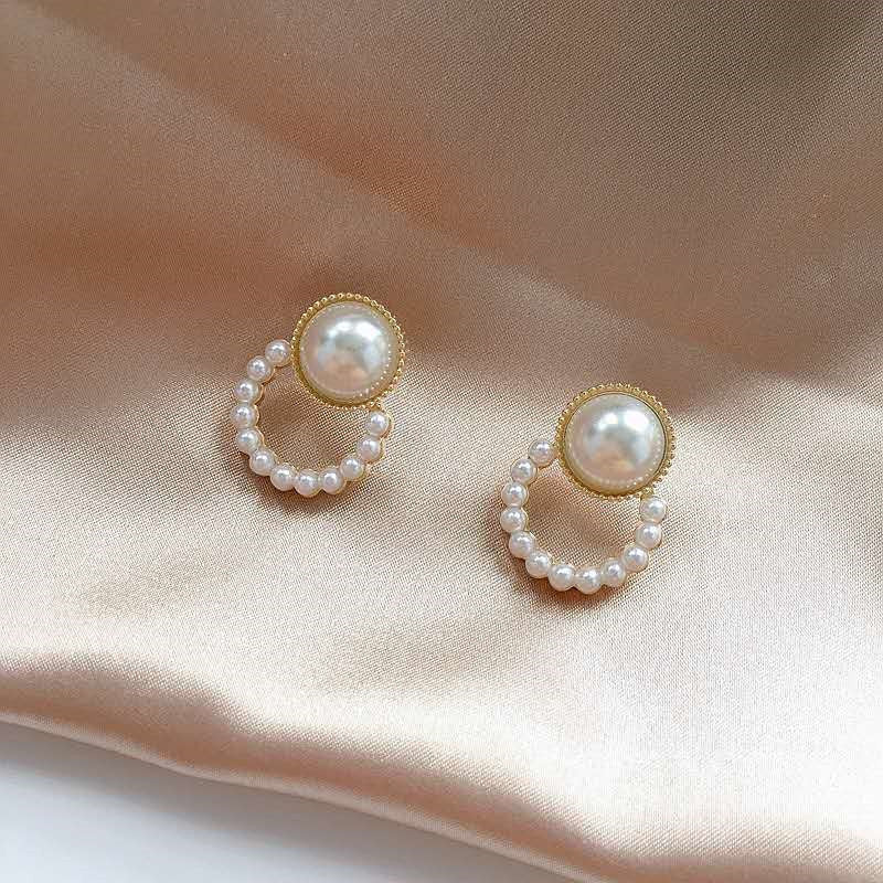 Pendientes de plata S925 con forma de aguja y perlas