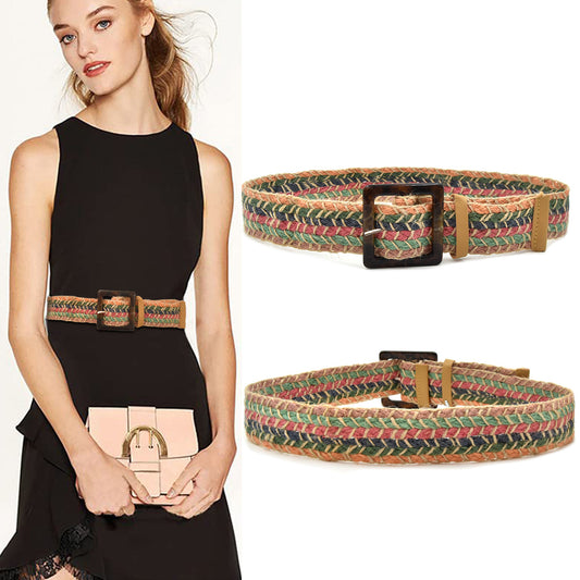 Colored wool woven belt