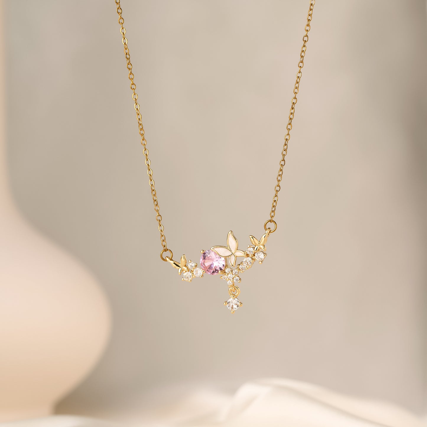 Titanium Steel Butterfly Necklace