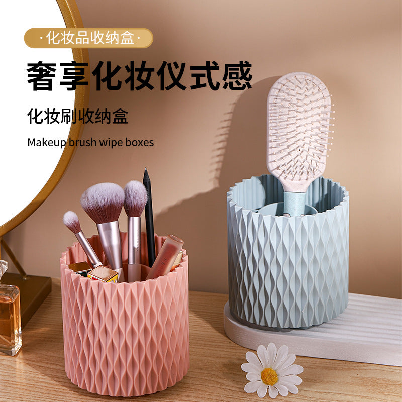 360-Degree Rotating Large Capacity Makeup Brush Holder Dustproof