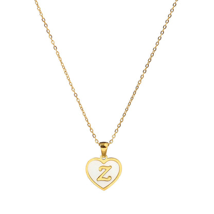 Titanium steel heart-shaped 26 English letter necklace