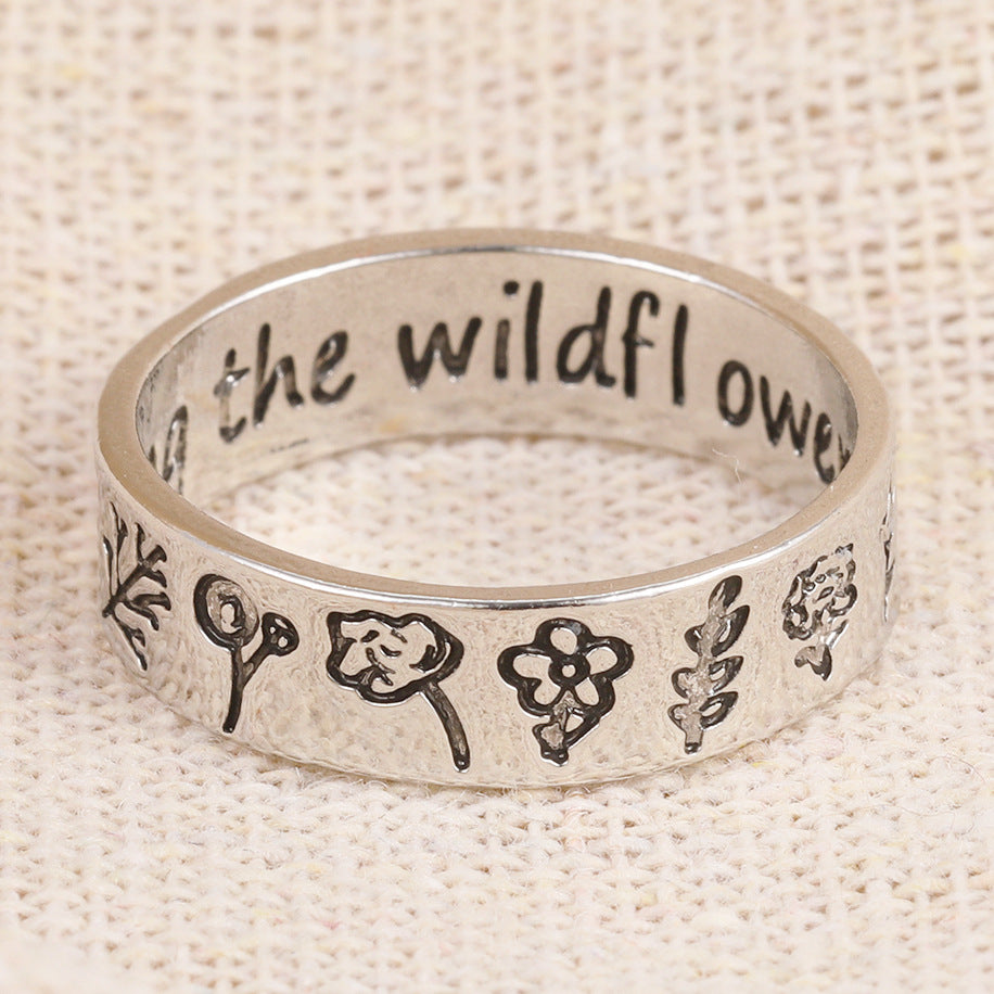 Retro Engraved Flower Ring