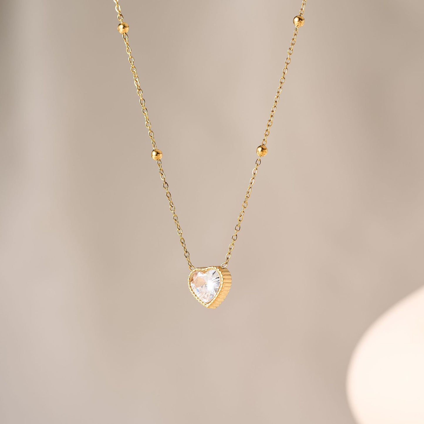 Stainless Steel 18K Gold Love Diamond Necklace