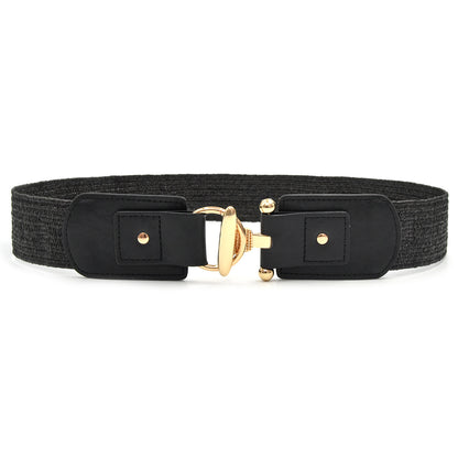 Belt women's wide straw weaving