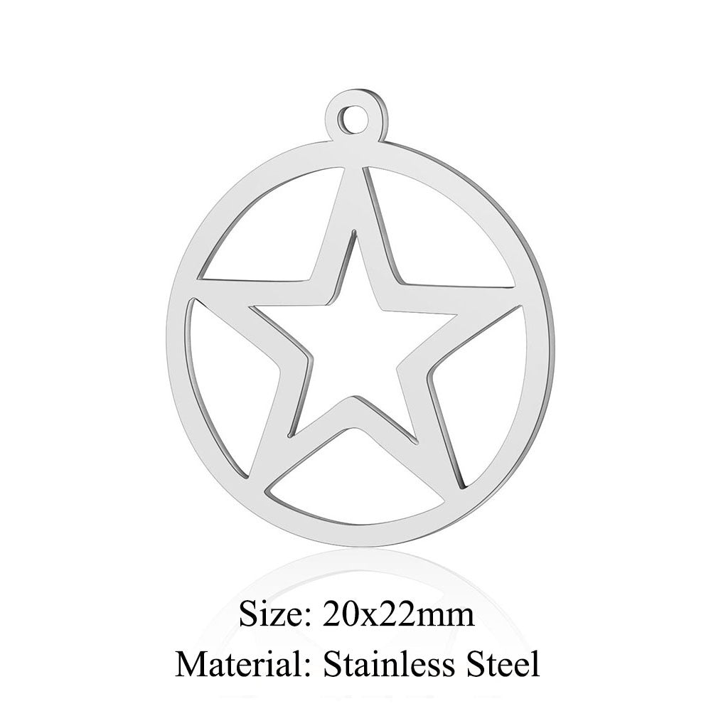 Colgante de acero de titanio con hexagrama y pentagrama, paquete de 5 unidades 