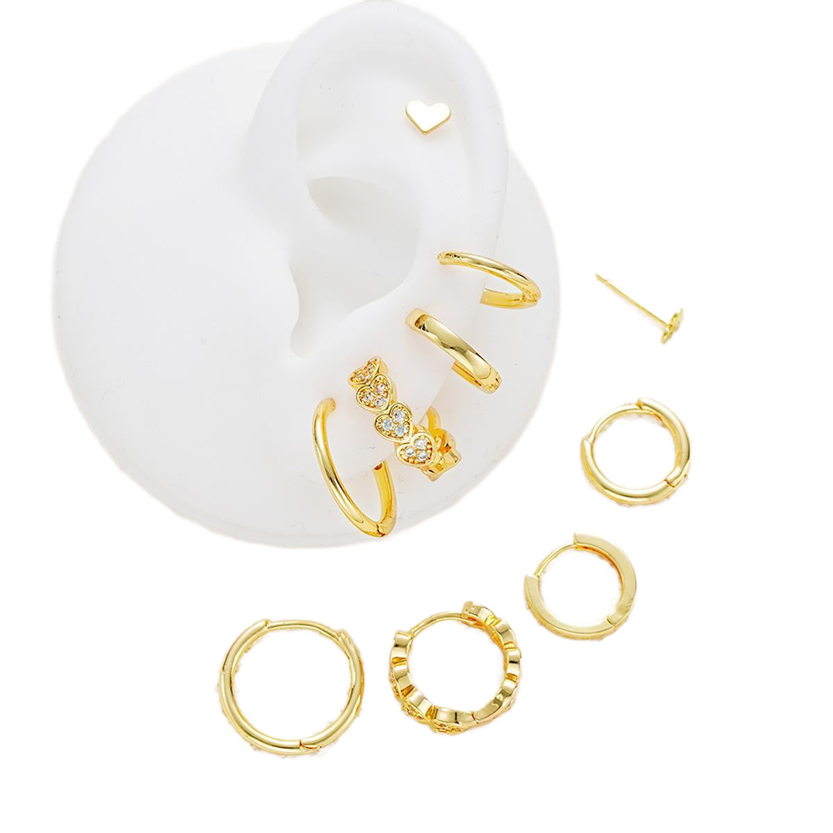 Zircon Love Stud Earring Set