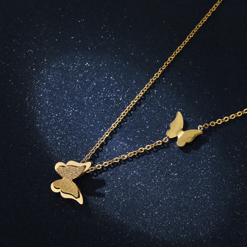 18K rose gold titanium steel necklace