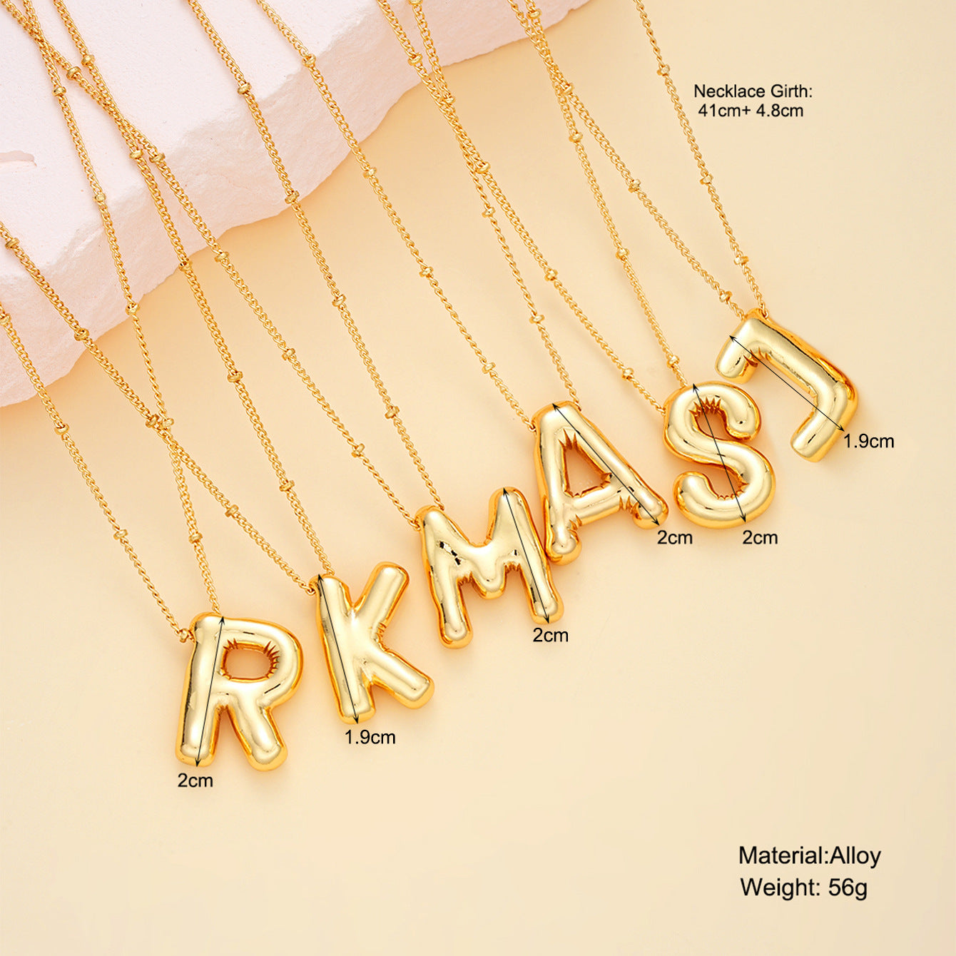 Chubby Letter Pendant Necklace