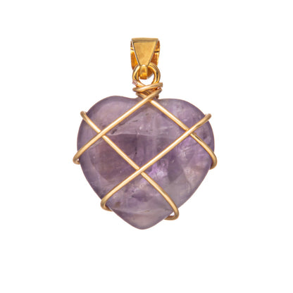Crystal Agate Gemstone Silk Heart Pendant