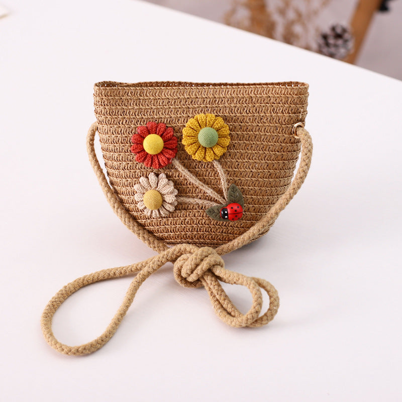 Floral Family Straw Hat Bag Set Summer Outdoor Fresh Beach Sun