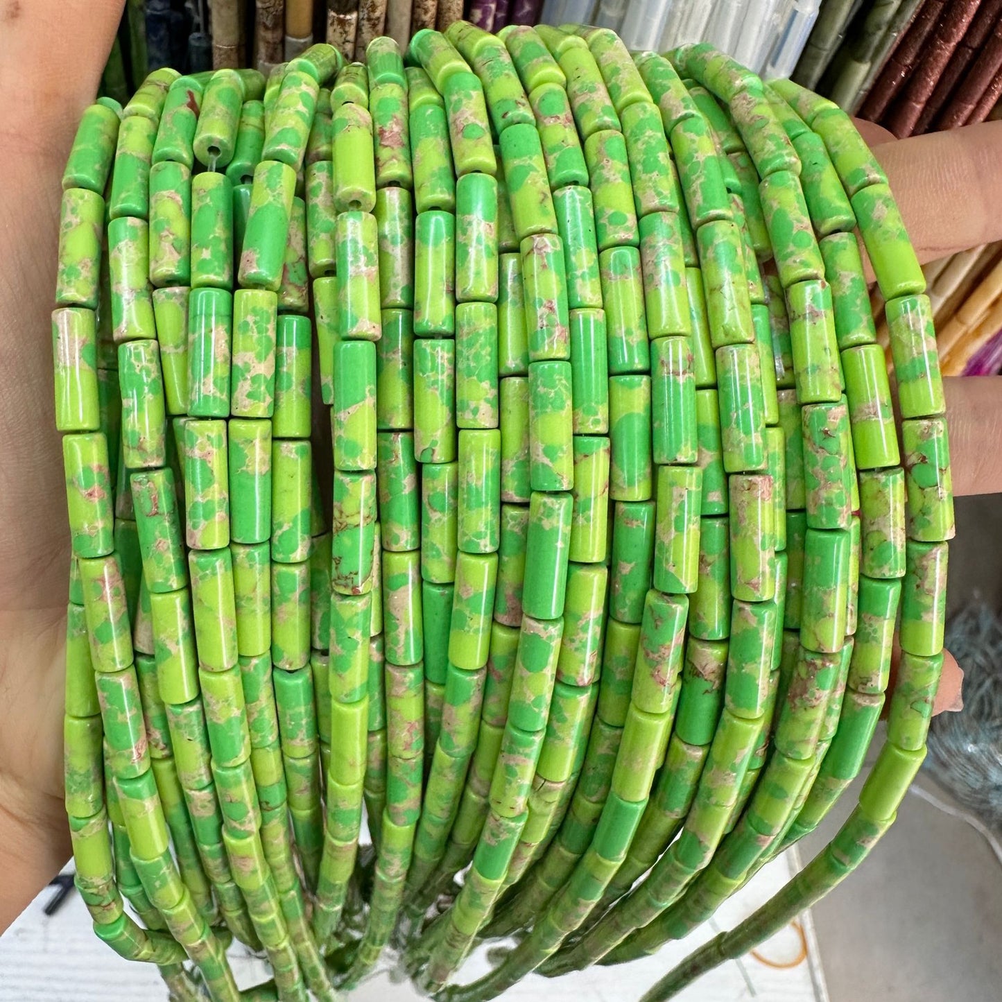 4*13MM natural stone crystal cylindrical spacer beads