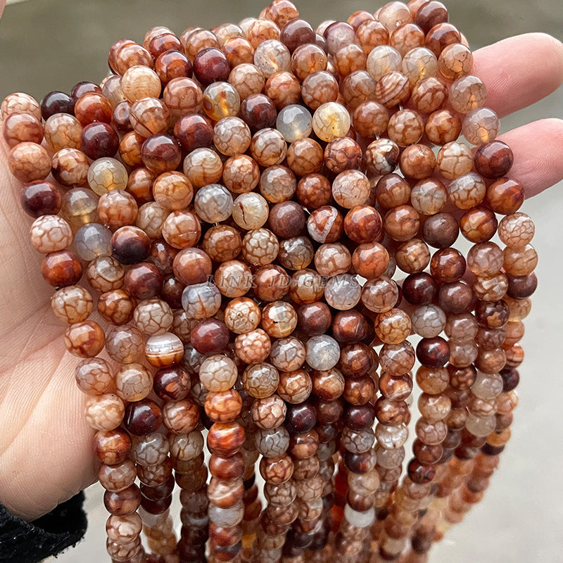 Brown ice crack popping agate beads