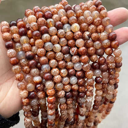 Brown ice crack popping agate beads