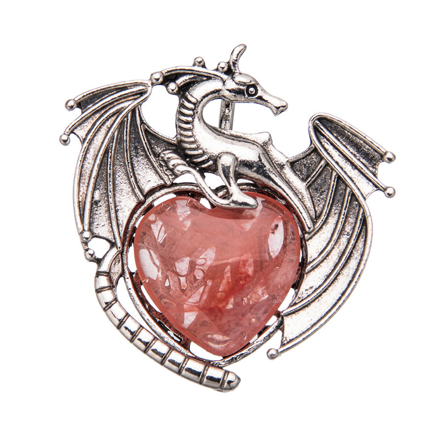 Colgante de cristal en forma de corazón de pterosaurio de dragón volador vintage 