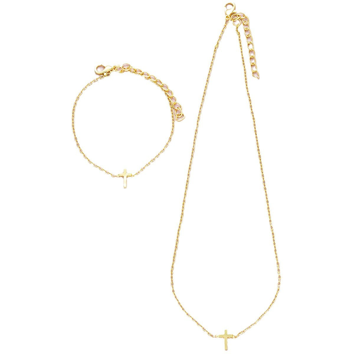 Cross Necklace & Bracelet Set
