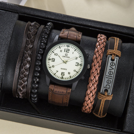 Watch braided rope bracelet set