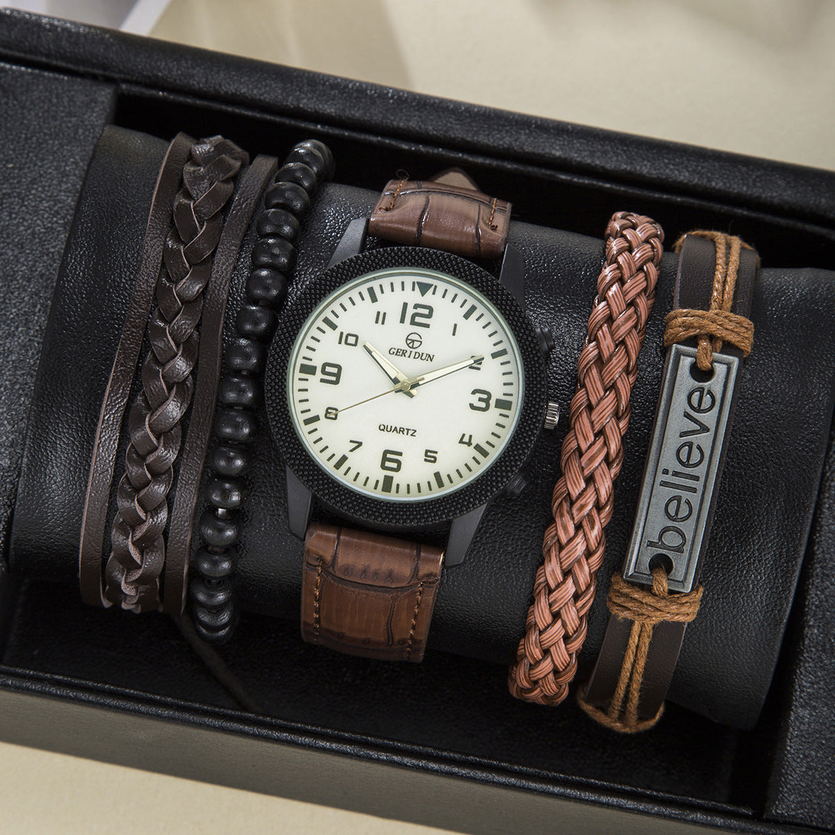 Watch braided rope bracelet set