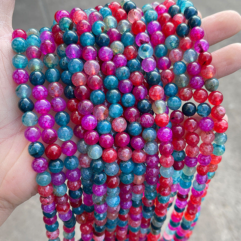 Tourmaline color popping agate round beads candy color