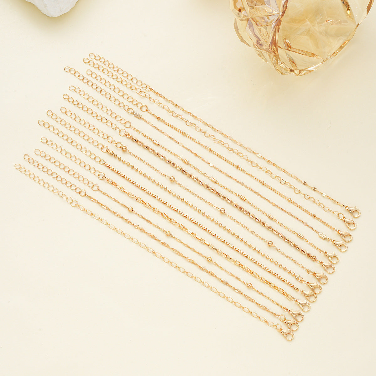 Gold Love Twist & Bead Bracelet Set (13-Piece)