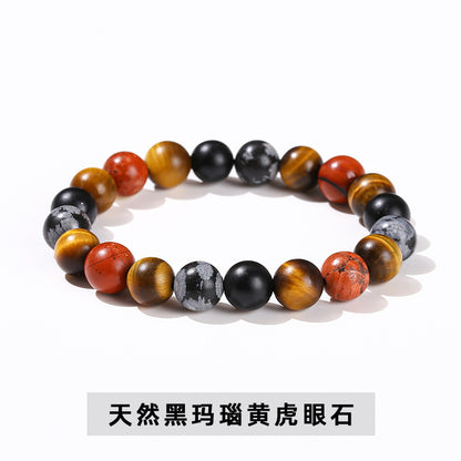 10Mm frosted natural agate tiger eye stone turquoise mixed bracelet.