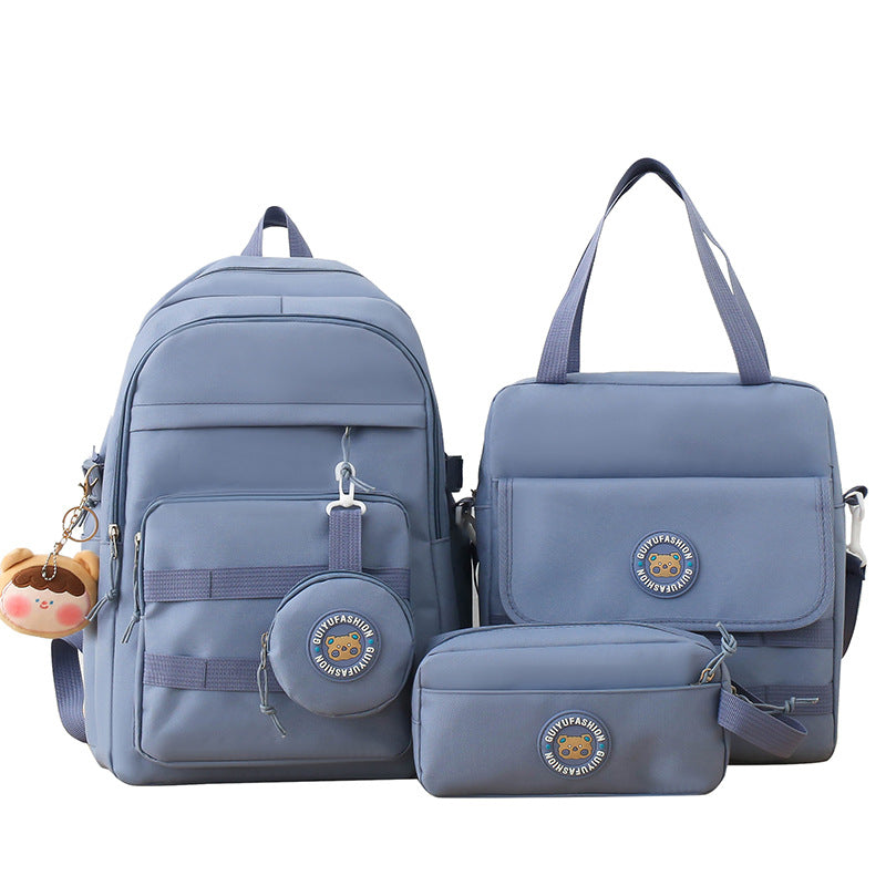 Casual campus style solid color backpack wholesale