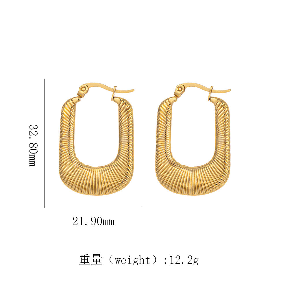 18K Gold Titanium Steel Geometric Earrings