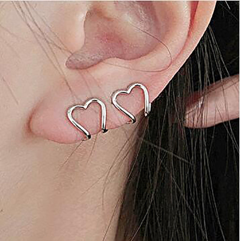 Juego de dos pendientes personalizados en forma de corazón 