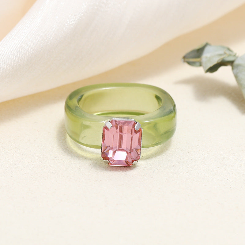 Colored diamond acrylic resin ring