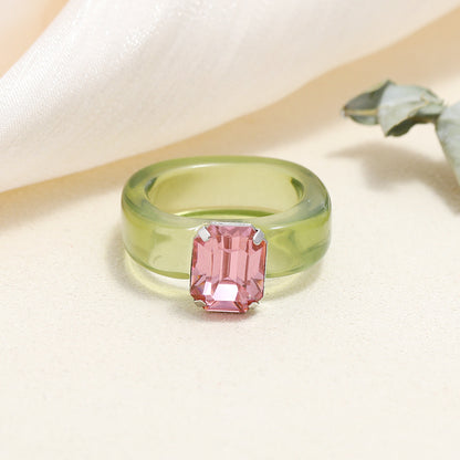 Colored diamond acrylic resin ring