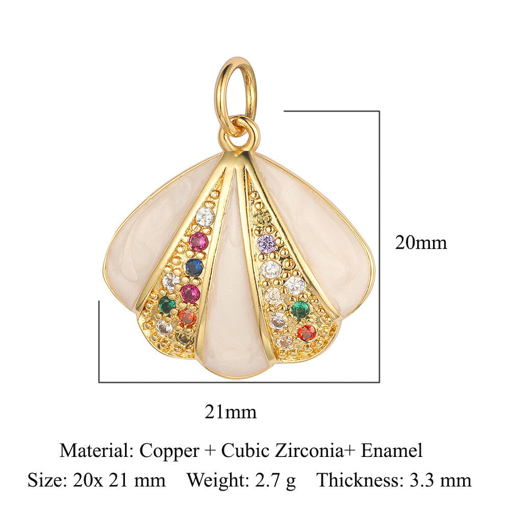 Frog Conch Shell Copper Zircon Pendant