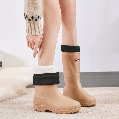 Tall rain shoes fixed cotton to keep warm fashion