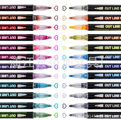 Bold Pearlescent Double Line Outline Pen Acrylic Marker