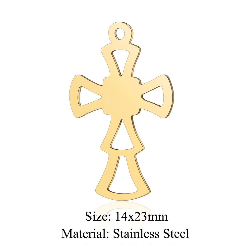 5 pcs/titanium steel hollow cross pendant.