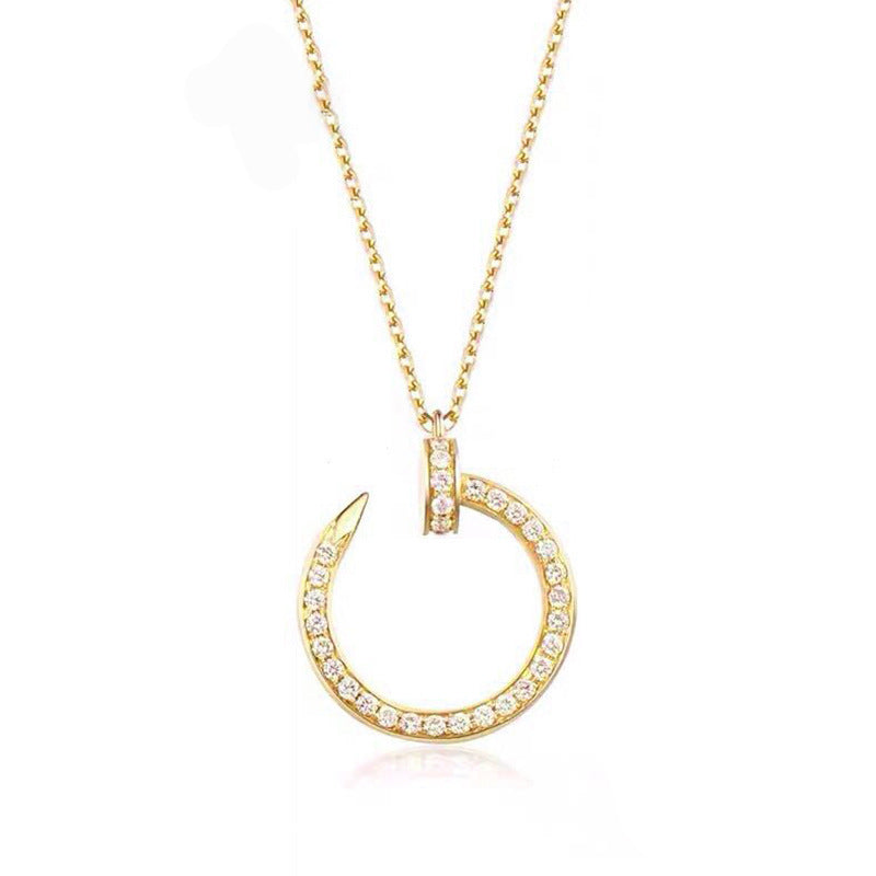 Nail Pendant Stainless-Steel Necklace with Dazzling Insect Charm